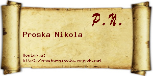 Proska Nikola névjegykártya